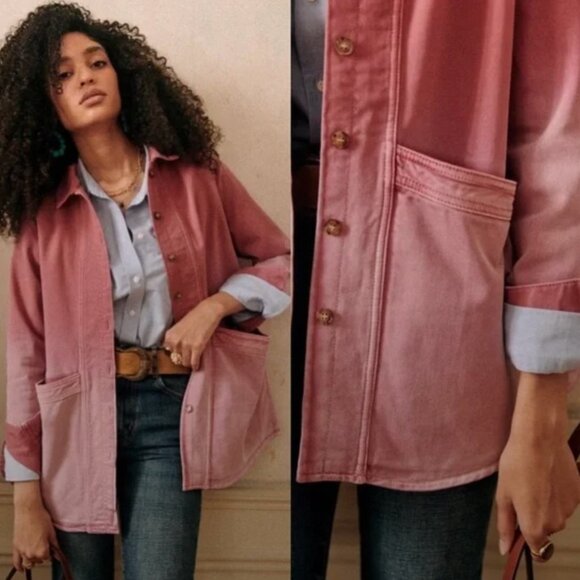 Sezane Will Ombre Women's Denim Dip-dye Jacket XL - Picture 2 of 16